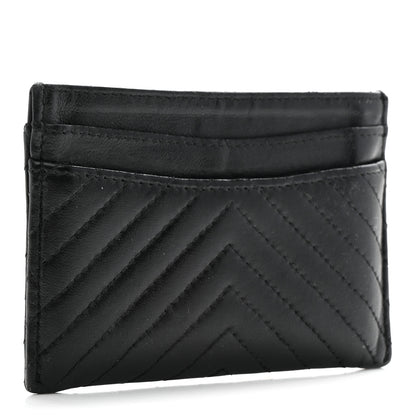 Chanel Lambskin Chevron Quilted Card Holder Black 3 of 8