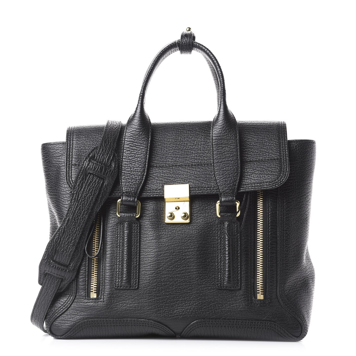 3.1 Textured Calfskin Medium Pashli Satchel Black