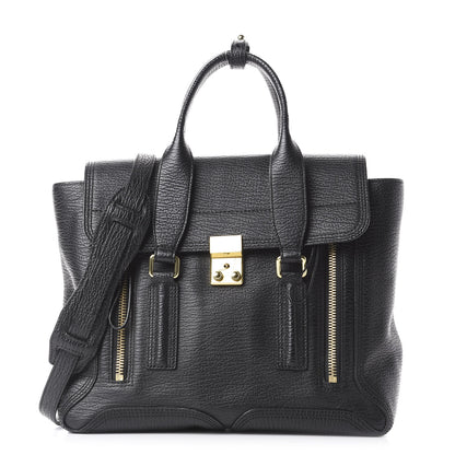 3.1 Phillip Lim 3.1 Textured Calfskin Medium Pashli Satchel Black 1 of 10