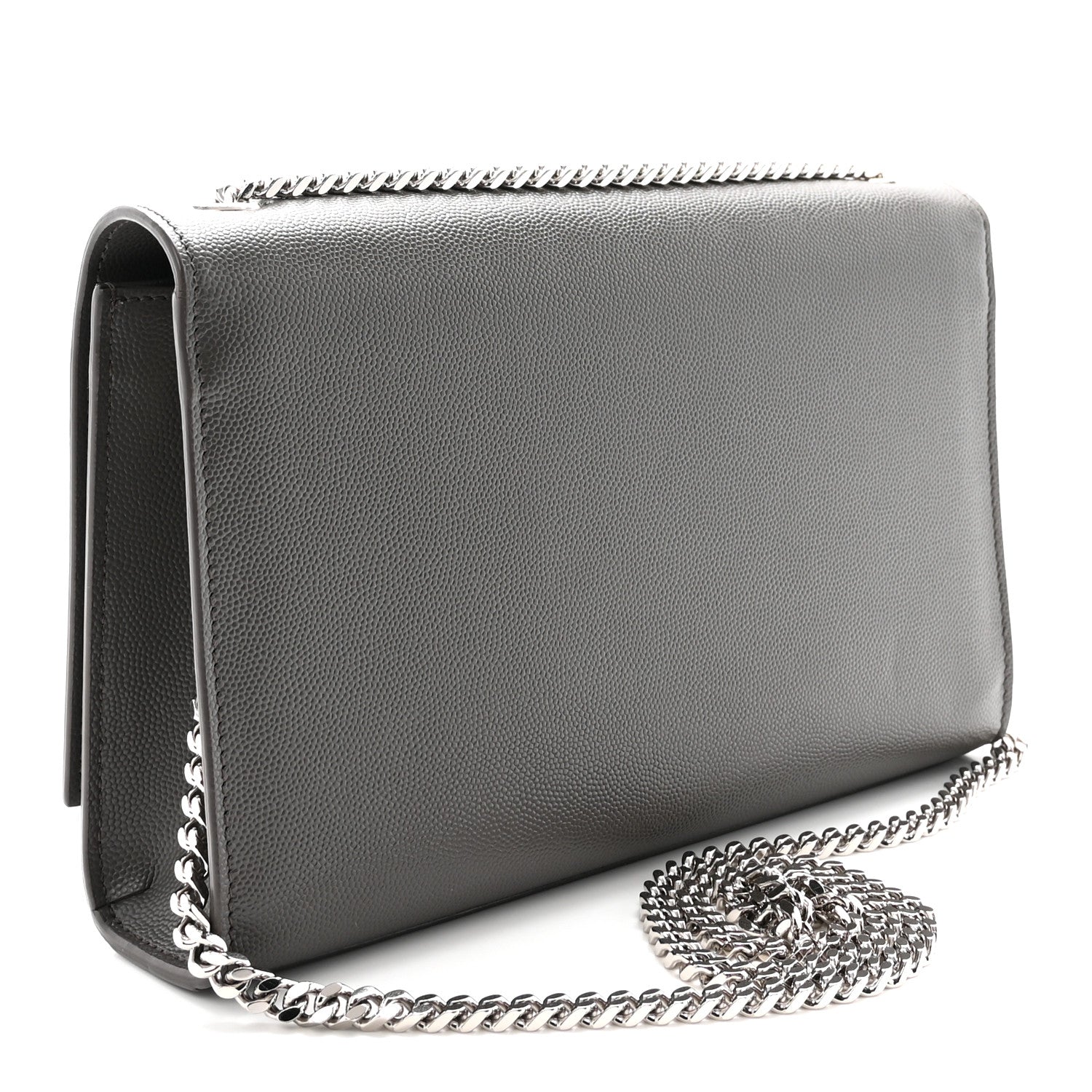 Saint Laurent Grain De Poudre Medium Classic Monogram Kate Satchel Earth Grey 2 of 8