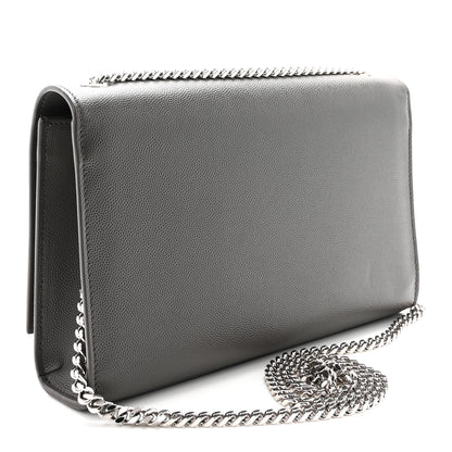 Saint Laurent Grain De Poudre Medium Classic Monogram Kate Satchel Earth Grey 2 of 8