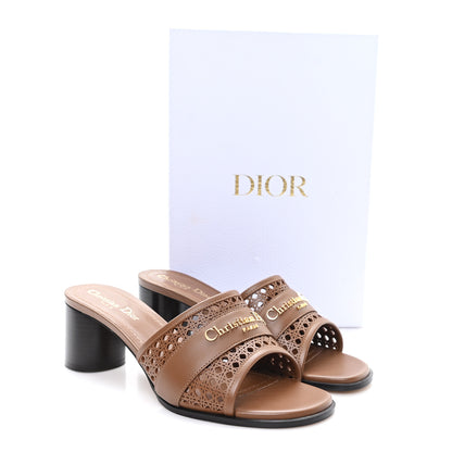 Christian Dior Calfskin Lambskin Micro Cannage D-Lane Pump Slide Sandals 40 Camel 10 of 10