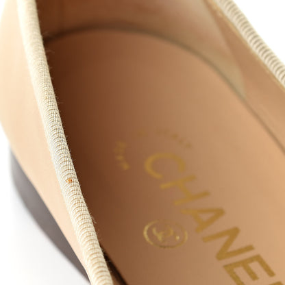 Chanel Lambskin Cap Toe CC Ballerina Flats 36 Beige Black 16 of 18