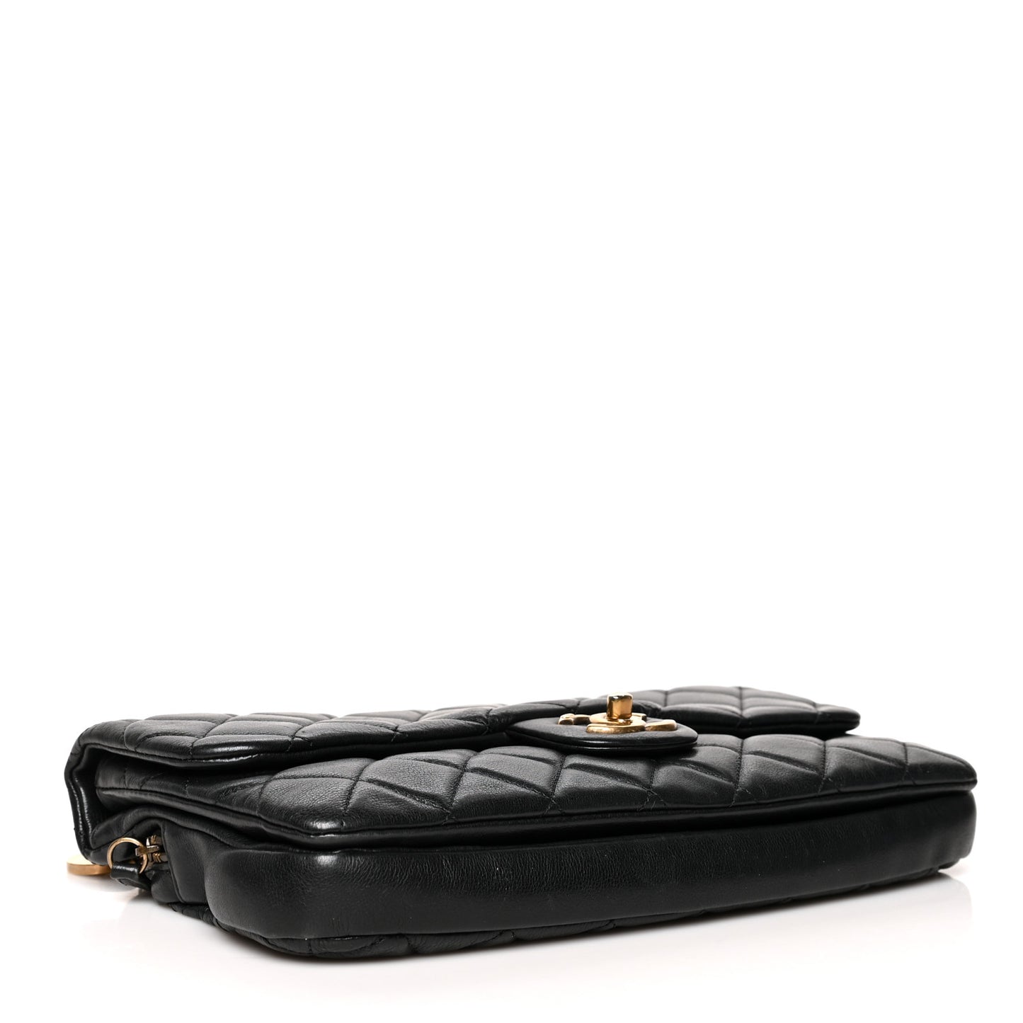 Calfskin Quilted Medium CC Crown Flap Black