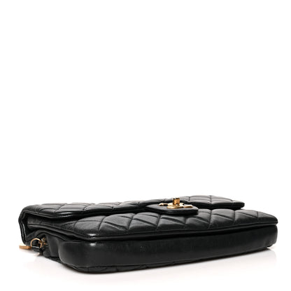 Chanel Calfskin Quilted Medium CC Crown Flap Black 4 of 12