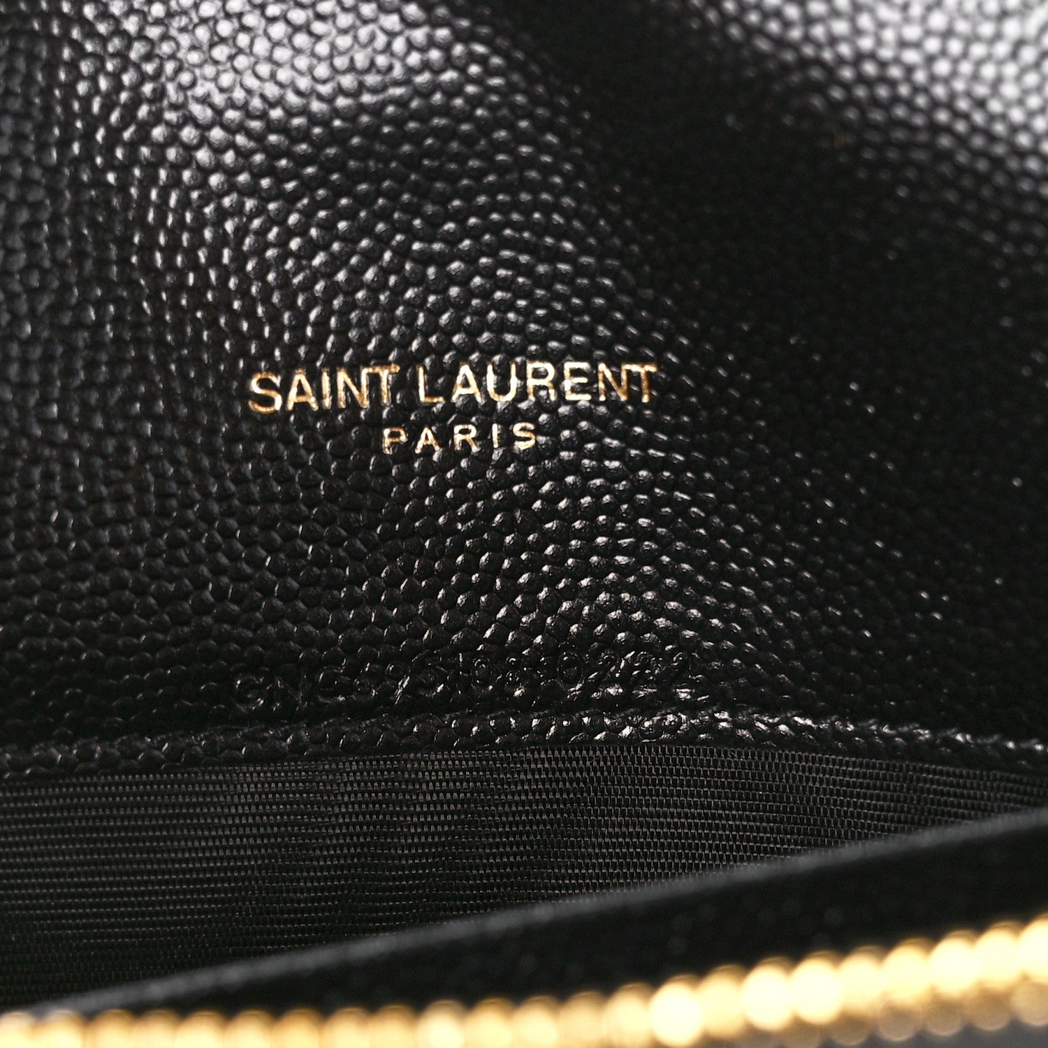 Saint Laurent Grain De Poudre Matelasse Chevron Monogram Envelope Chain Wallet Black 6 of 11