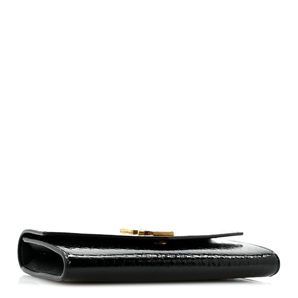 Saint Laurent Calfskin Python Embossed Monogram Uptown Chain Wallet Black 4 of 11