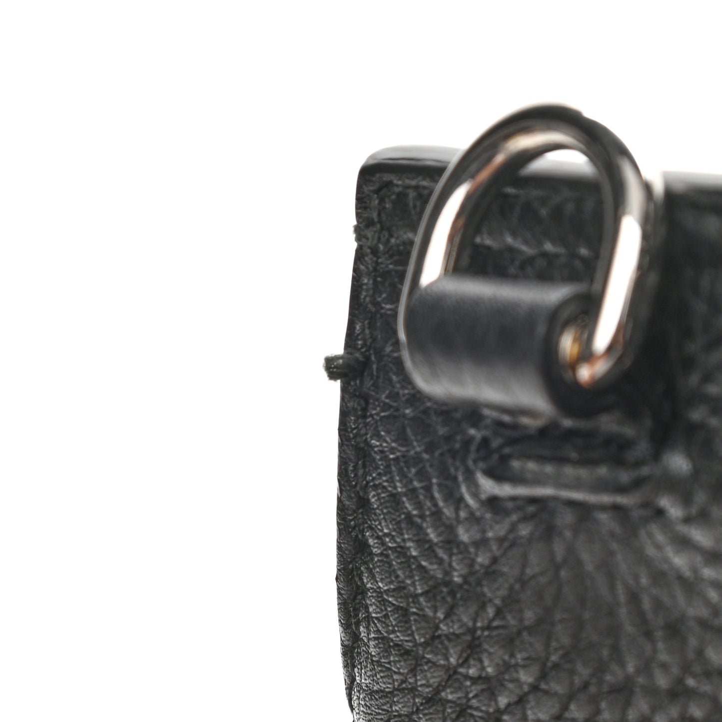 Pebbled Calfskin Large Bamboo Daily Top Handle Bag Black
