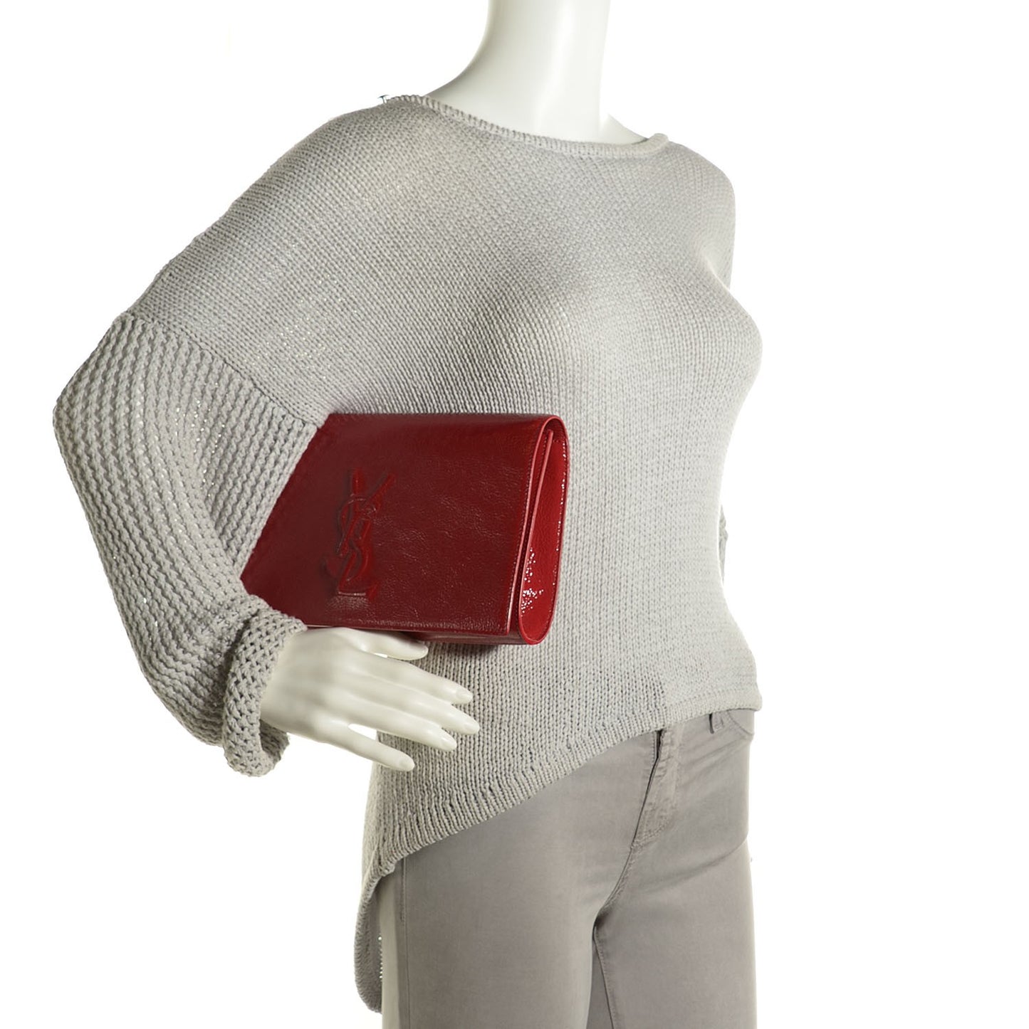 Textured Patent Monogram Large Belle De Jour Clutch Fuchsia