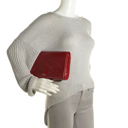 Saint Laurent Textured Patent Monogram Large Belle De Jour Clutch Fuchsia 2 of 7