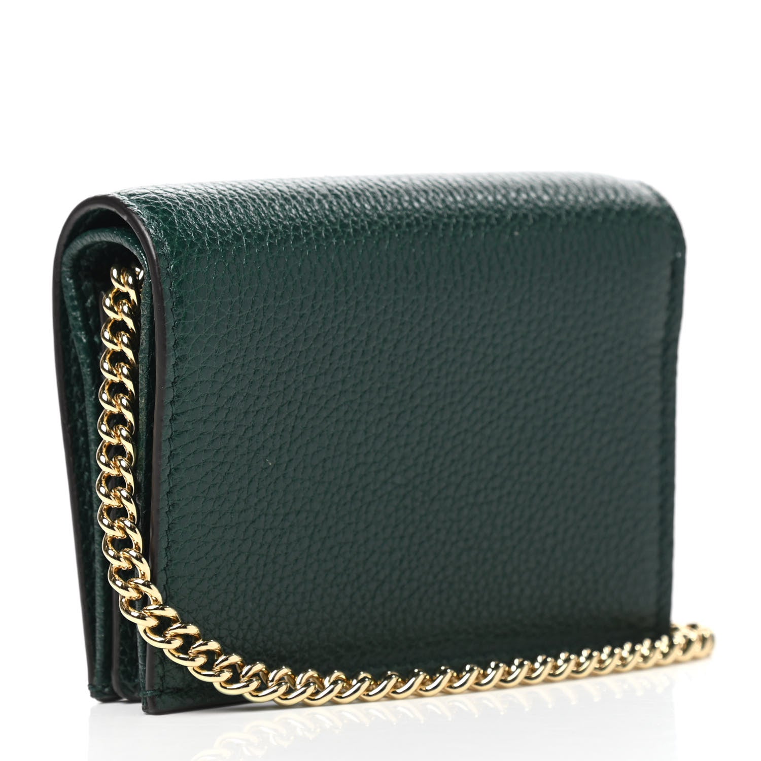 Gucci Grainy Calfskin Zumi Chain Card Case Wallet Vintage Green 3 of 7
