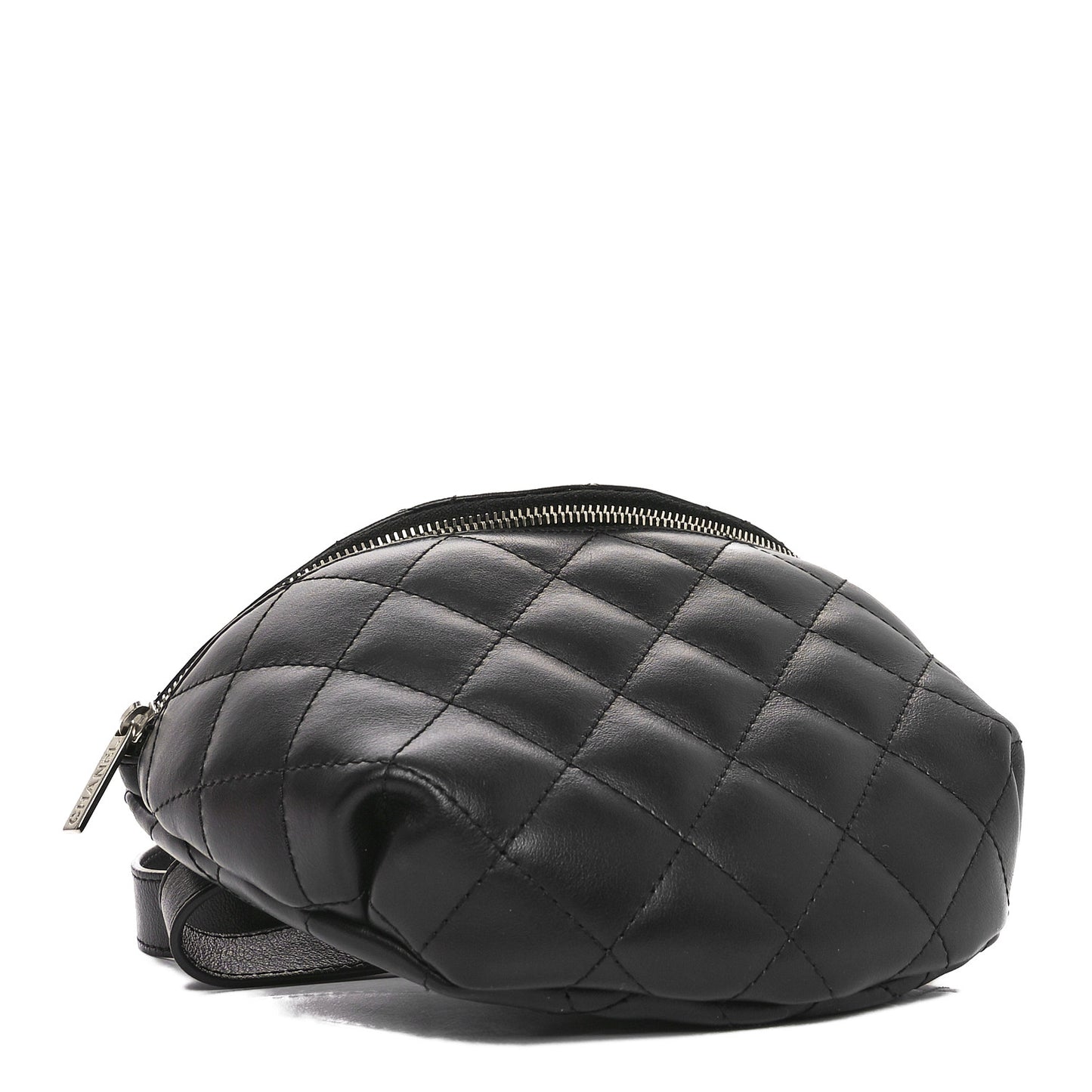 Calfskin Quilted Waist Belt Bag Black