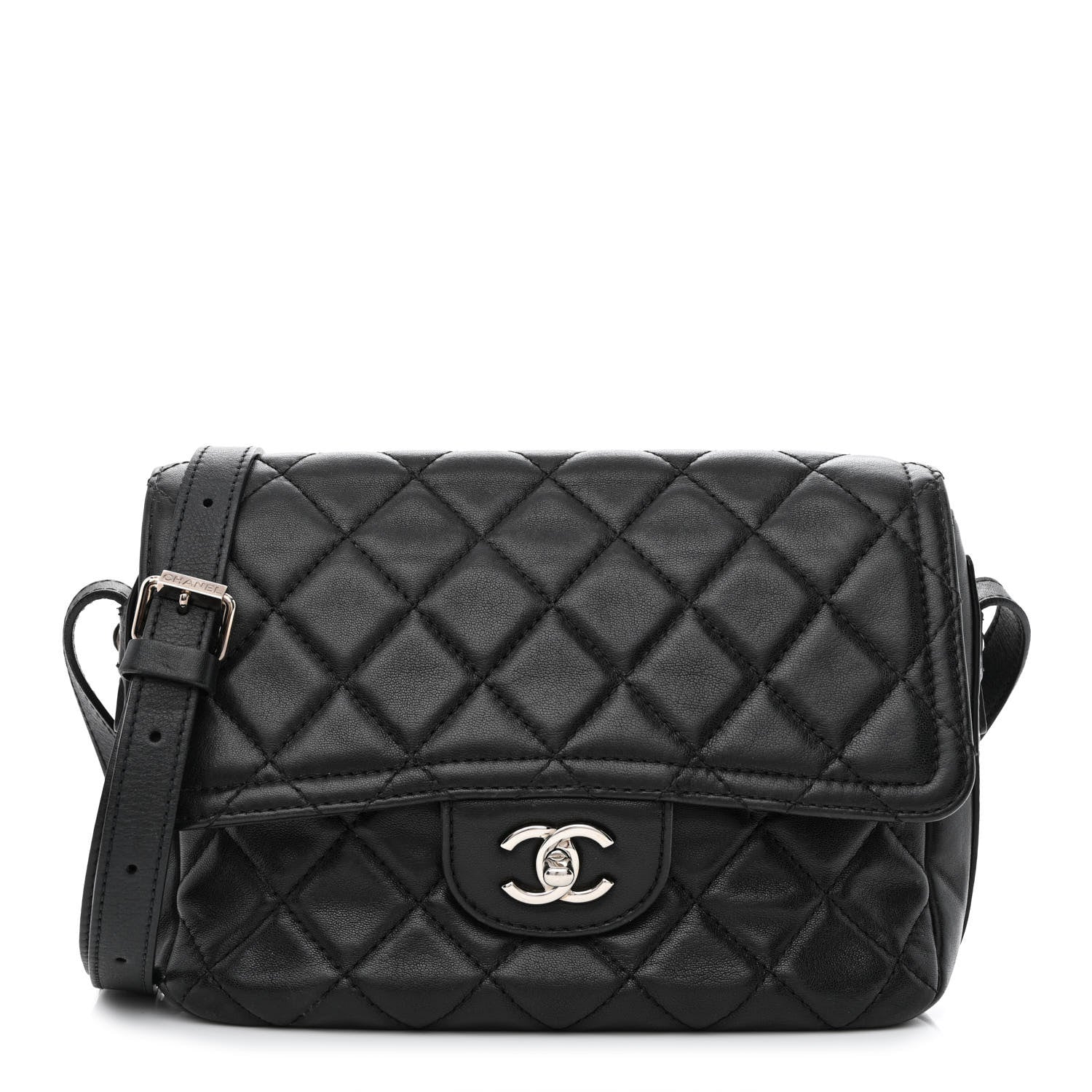 Chanel Lambskin Quilted Messenger Bag Black 1 of 15