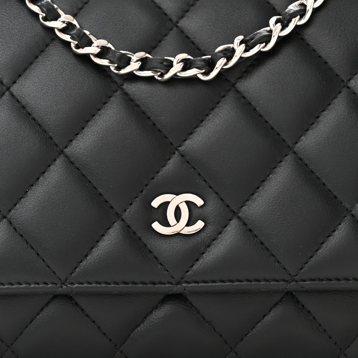 Chanel Lambskin Quilted Wallet On Chain WOC Black 9 of 11