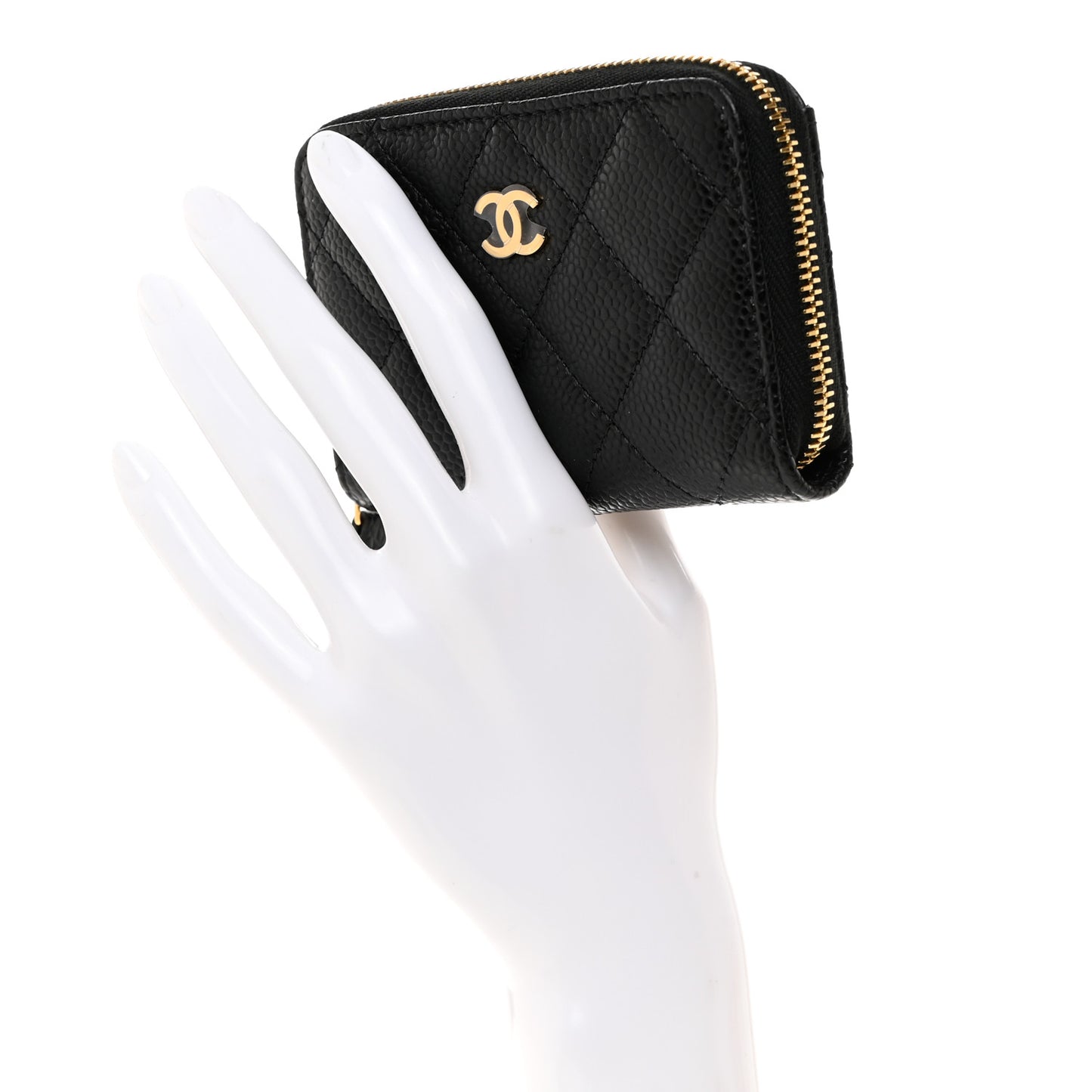 Caviar Quilted Zip Coin Purse Black