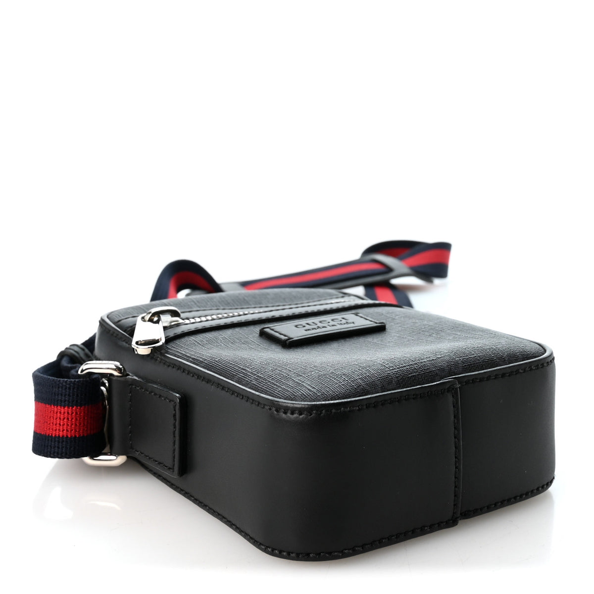 Gucci GG Supreme Monogram Appia Calfskin Web Small Camera Messenger Bag Black Grey 4 of 10