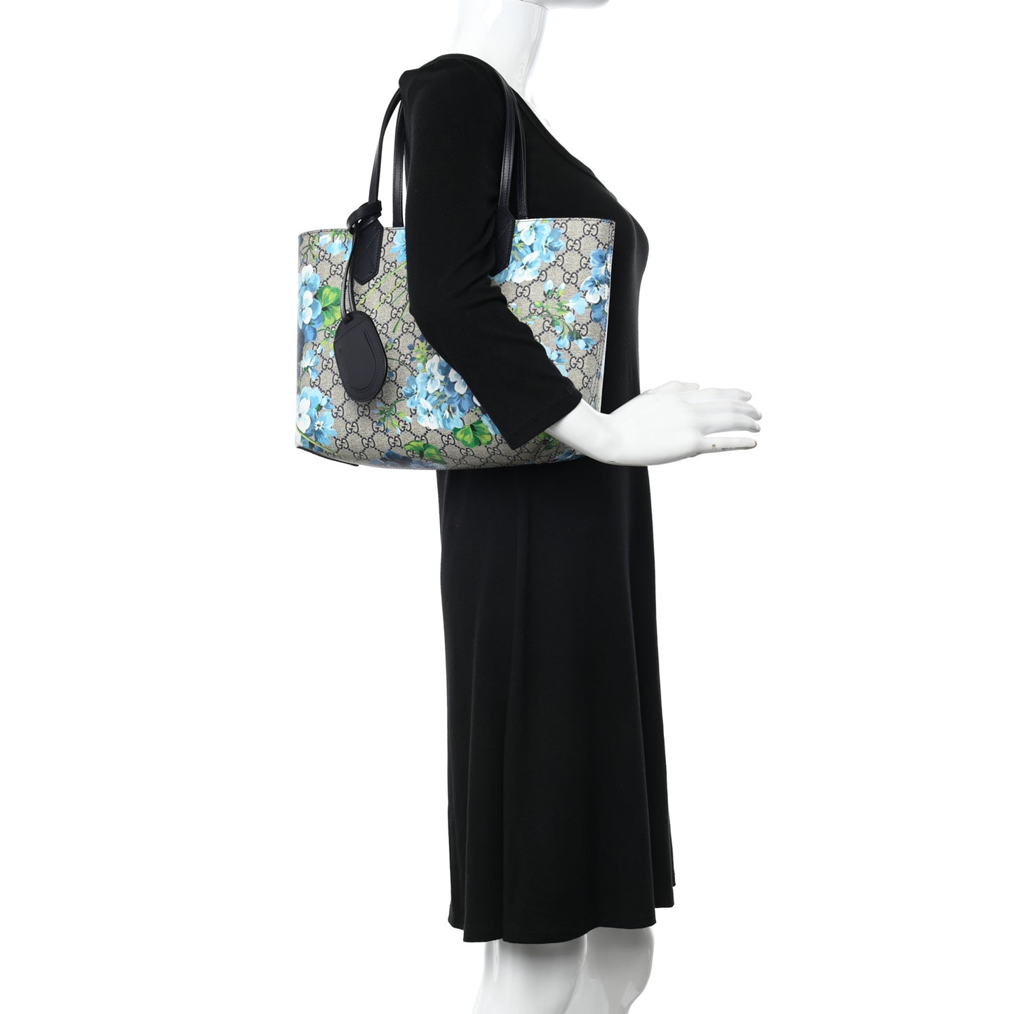 GG Supreme Monogram Blooms Small Reversible Tote Beige Blue Navy