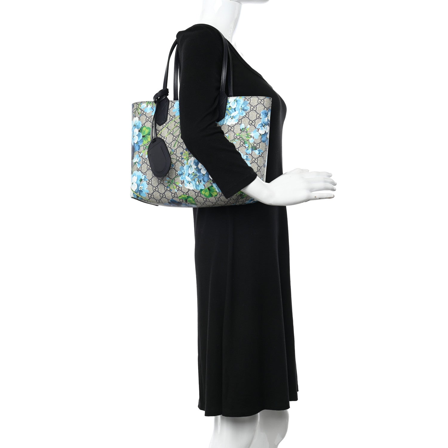 Gucci GG Supreme Monogram Blooms Small Reversible Tote Beige Blue Navy 2 of 16