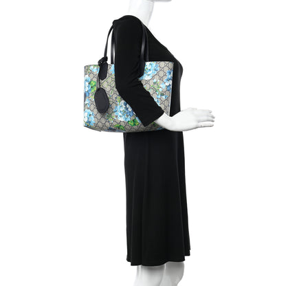 Gucci GG Supreme Monogram Blooms Small Reversible Tote Beige Blue Navy 2 of 16