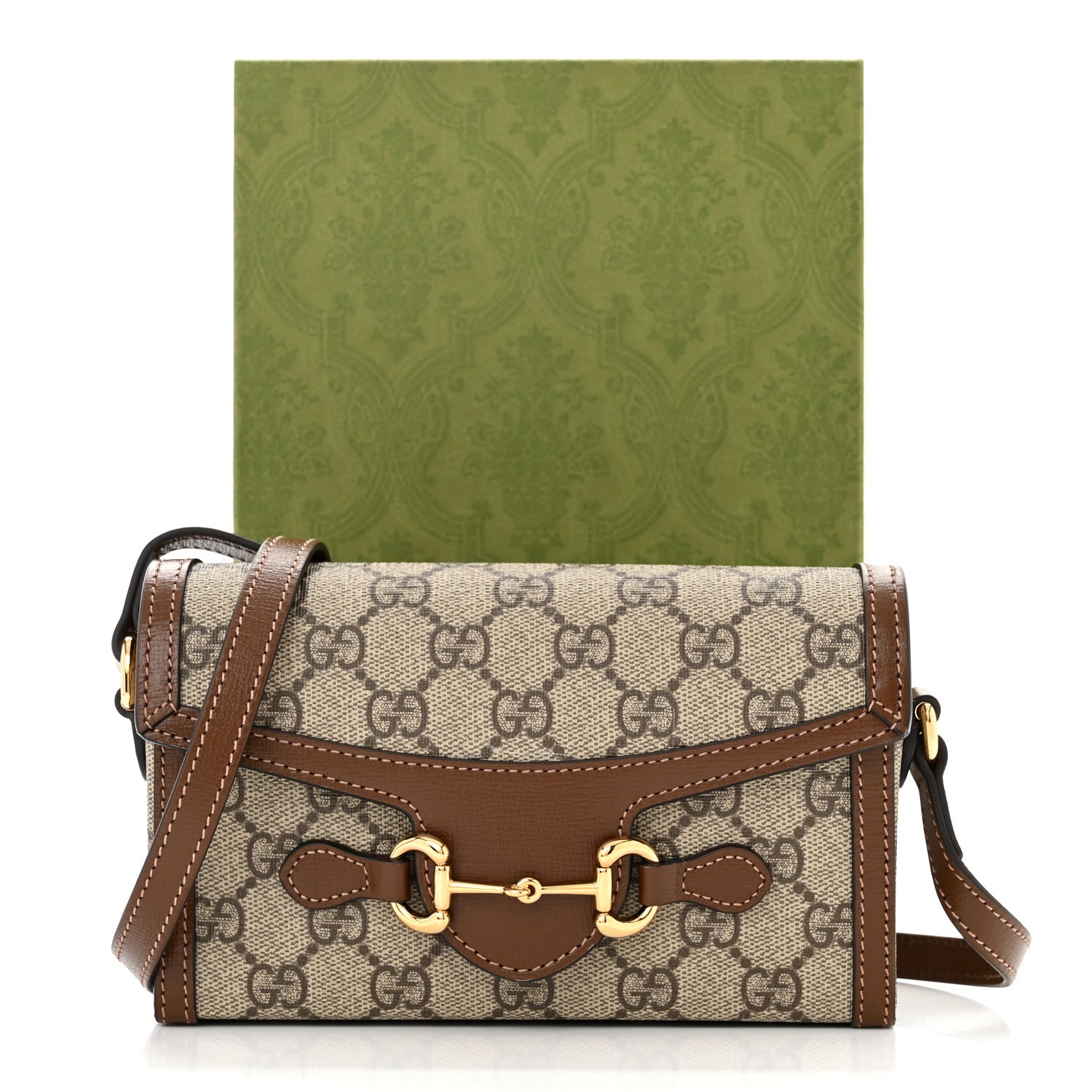 Gucci GG Supreme Monogram Mini Horsebit 1955 Shoulder Bag Beige Brown Sugar 11 of 11