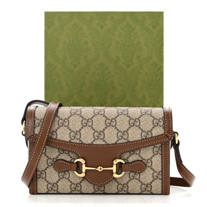 Gucci GG Supreme Monogram Mini Horsebit 1955 Shoulder Bag Beige Brown Sugar 11 of 11