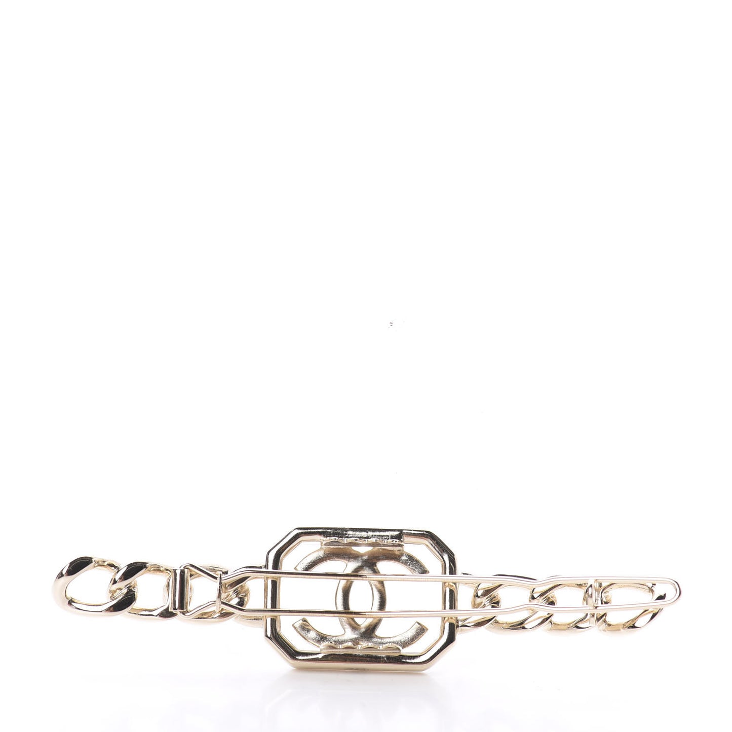 Crystal Chain CC Vendome Hair Clip Barrette Gold