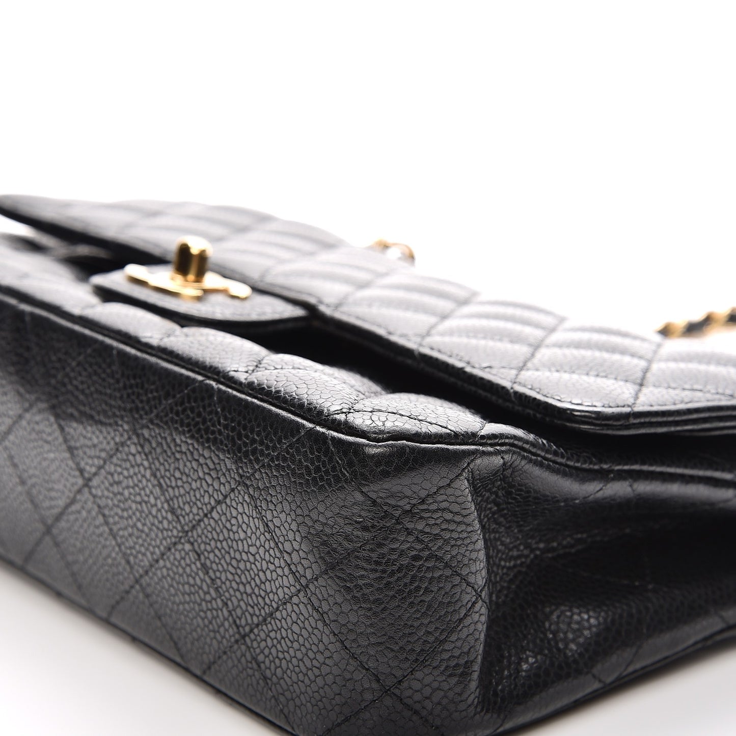 Caviar Quilted Medium Double Flap Black