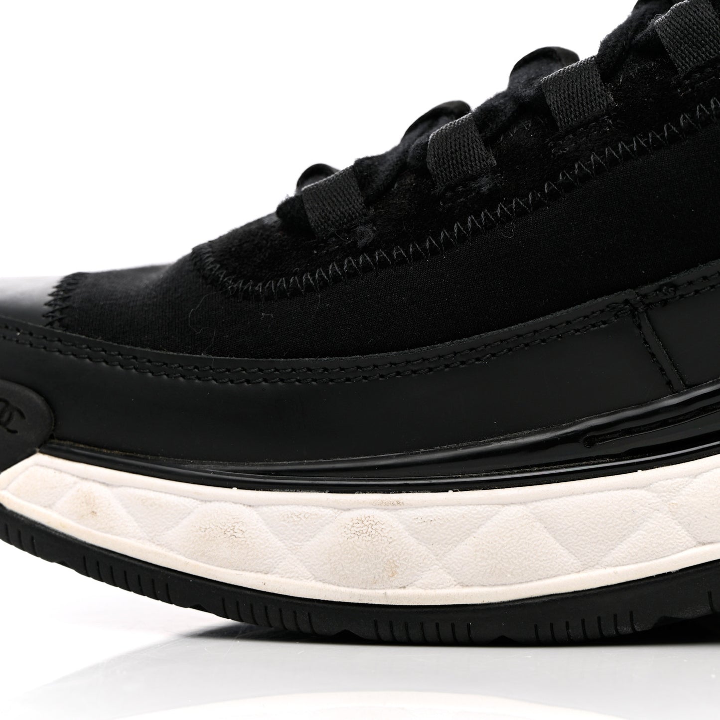 Velvet Calfskin Mixed Fibers CC Sneakers 41 Black