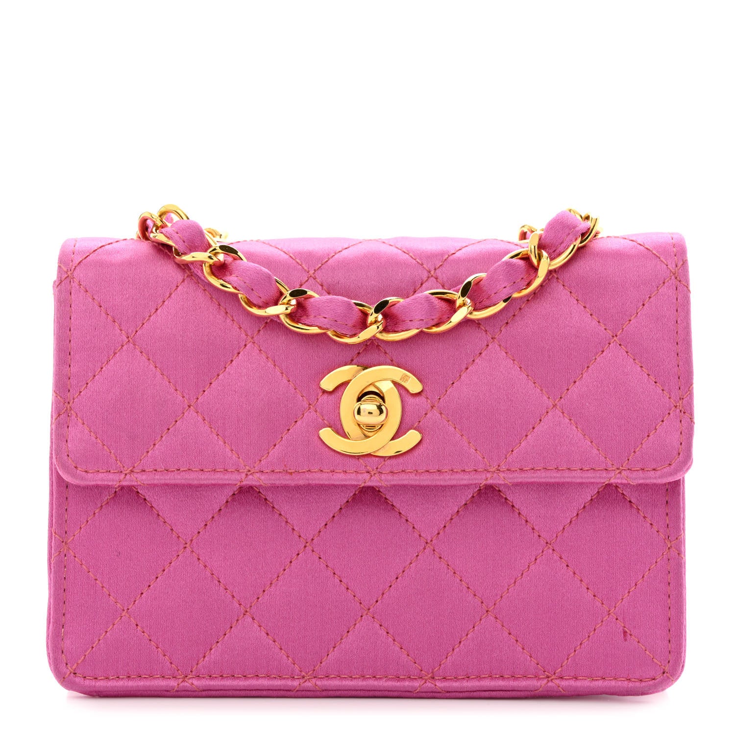 Chanel Satin Quilted Mini Square Flap Pink 1 of 13