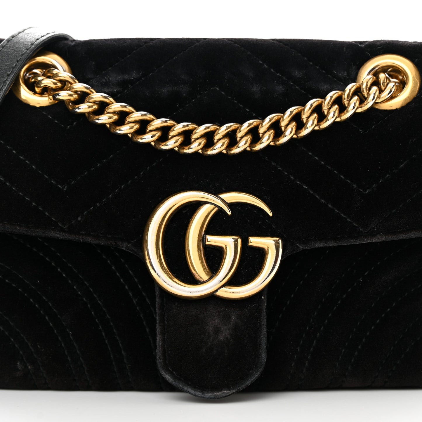 Velvet Matelasse Mini GG Marmont Shoulder Bag Black