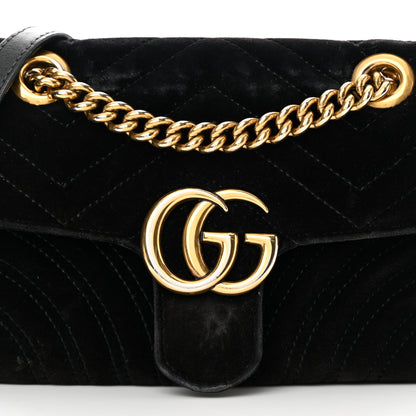 Gucci Velvet Matelasse Mini GG Marmont Shoulder Bag Black 8 of 25