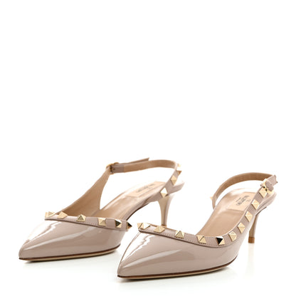 Valentino Garavani Patent Rockstud Half d'Orsay Slingback 50mm Pumps 38 Poudre 3 of 8