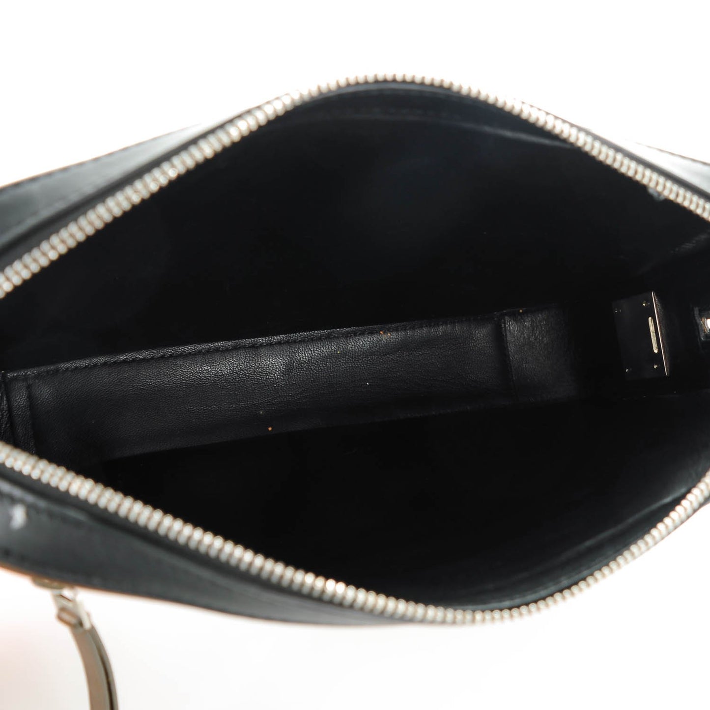 Nappa Side Lock Dragonne Clutch Brown Black