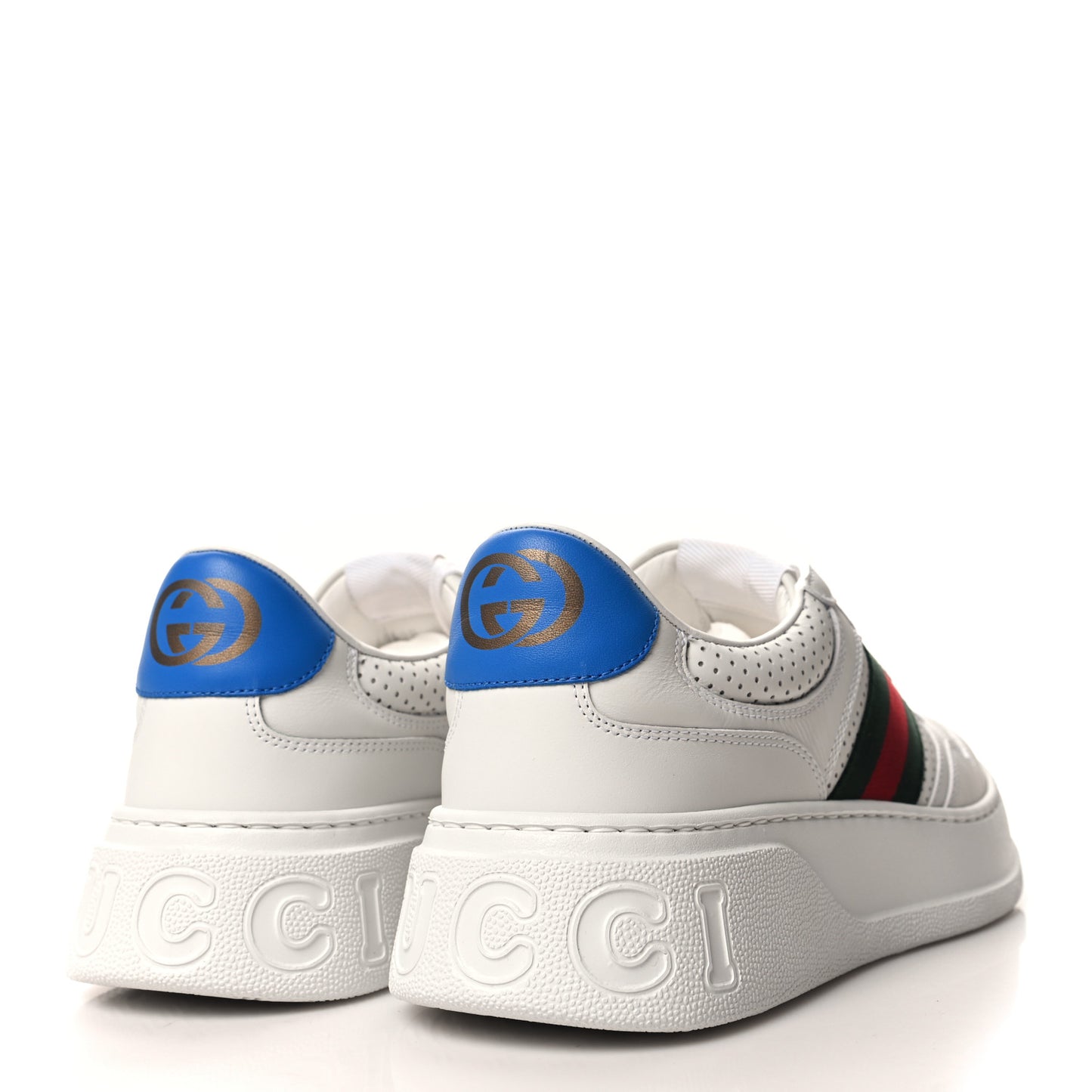 Calfskin Web Mens Ace Sneakers 8.5 White Blue