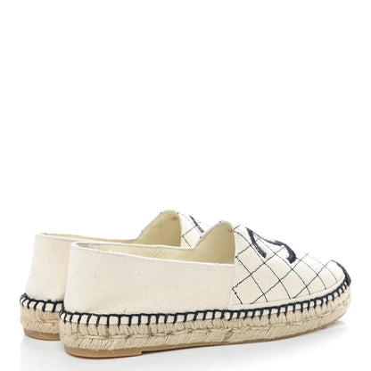 Chanel Fabric Biarritz CC Espadrilles 37 Beige Black 4 of 12