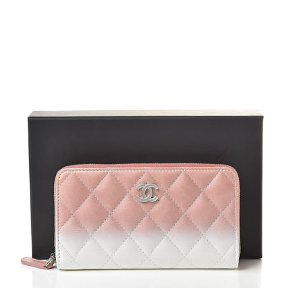 Chanel Ombre Patent Calfskin Quilted Small Zip Around Wallet Pink White 9 of 9