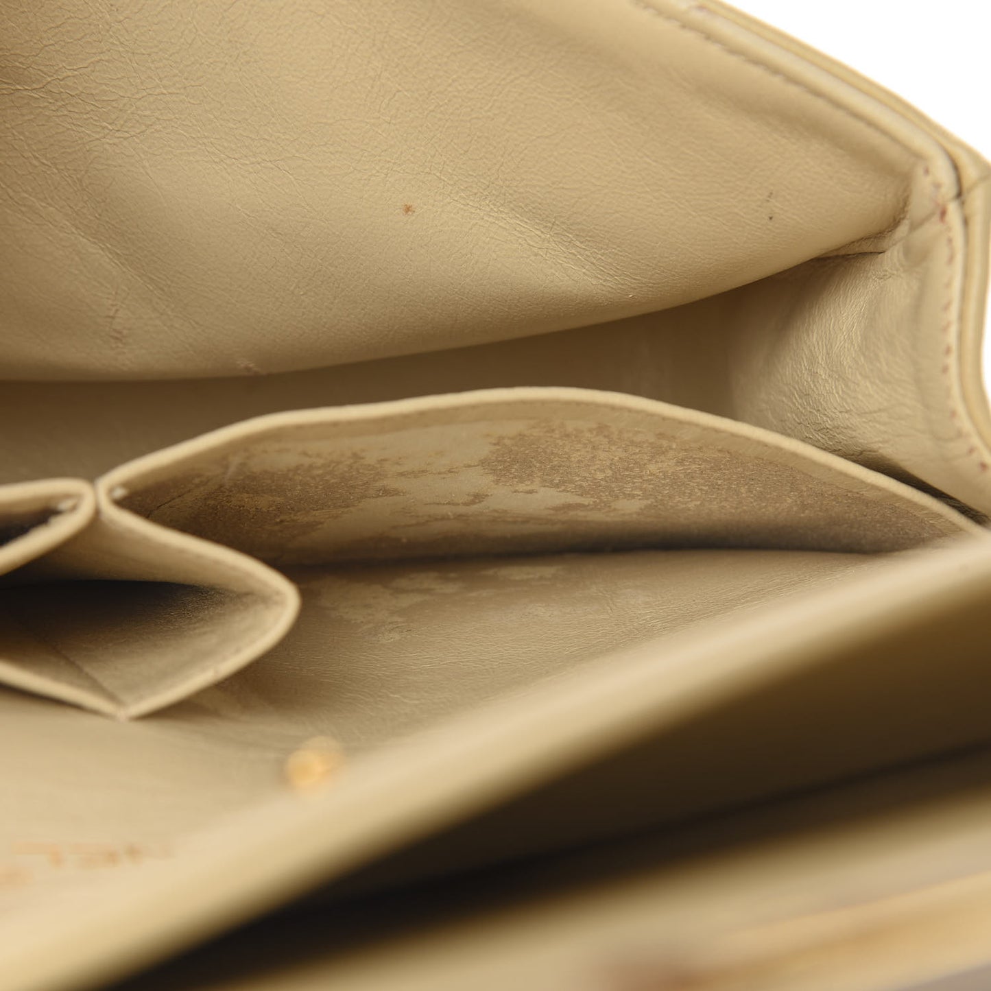 Lambskin Quilted Medium Double Flap Beige