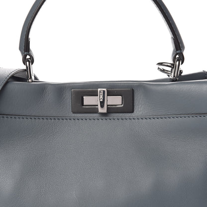 Fendi Vitello Seta Shiny Nappa Medium Peekaboo Iconic Satchel Tempesta Grigio Perla 11 of 11