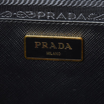 Prada Saffiano Lux Medium Bi-Color Tote Black White 6 of 12