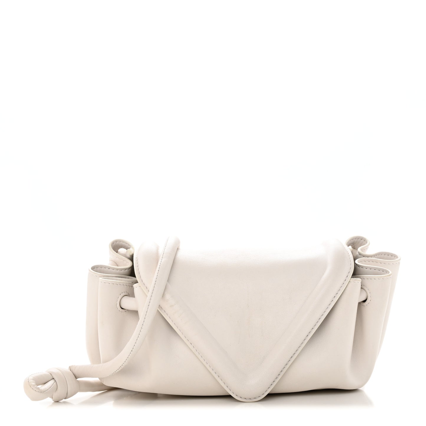 Lambskin Small Beak Triangle Flap Shoulder Bag Chalk