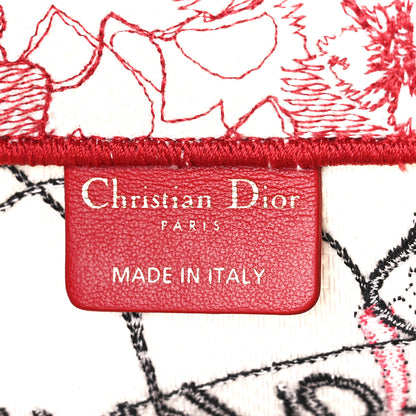 Christian Dior Canvas Embroidered Medium Dioramour D-Royaume Book Tote Red Multicolor 6 of 10