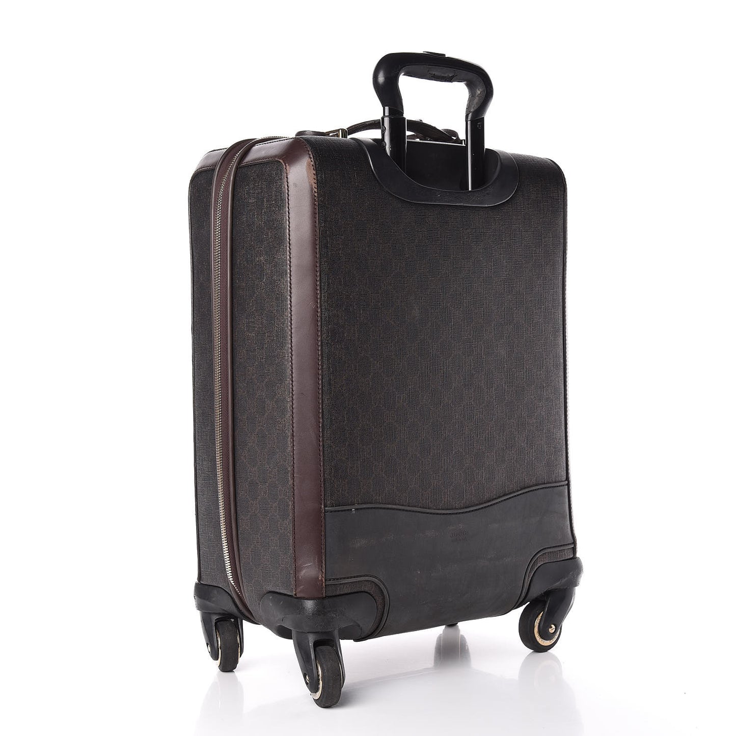 GG Supreme Monogram Four Wheel Carry On Suitcase Dark Brown