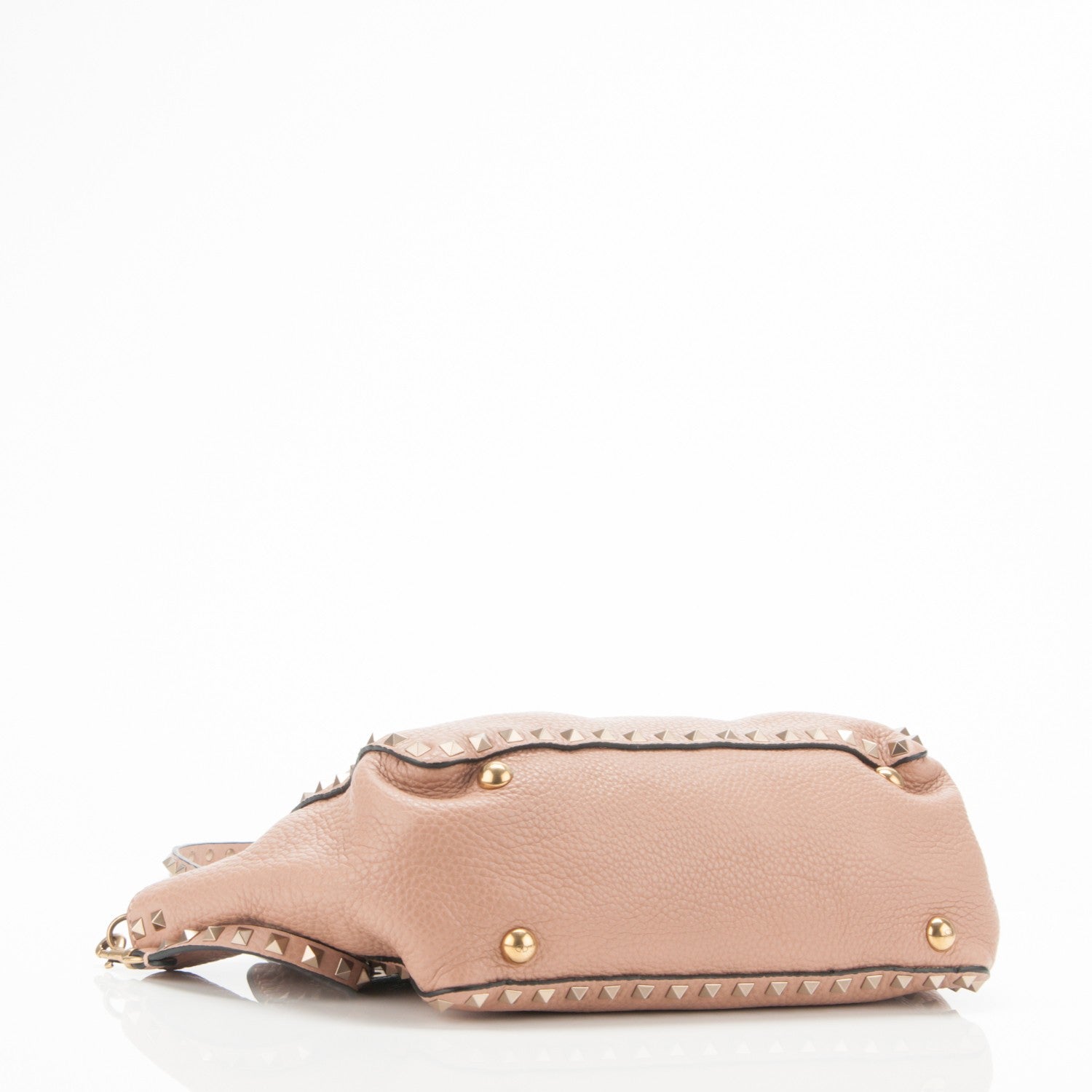 Valentino Garavani Pebbled Calfskin Beaded Small Rockstud Tote Nude 4 of 7