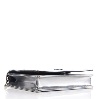 Christian Dior Metallic Patent Micro-Cannage Diorama Wallet on Chain Pouch Silver 4 of 6