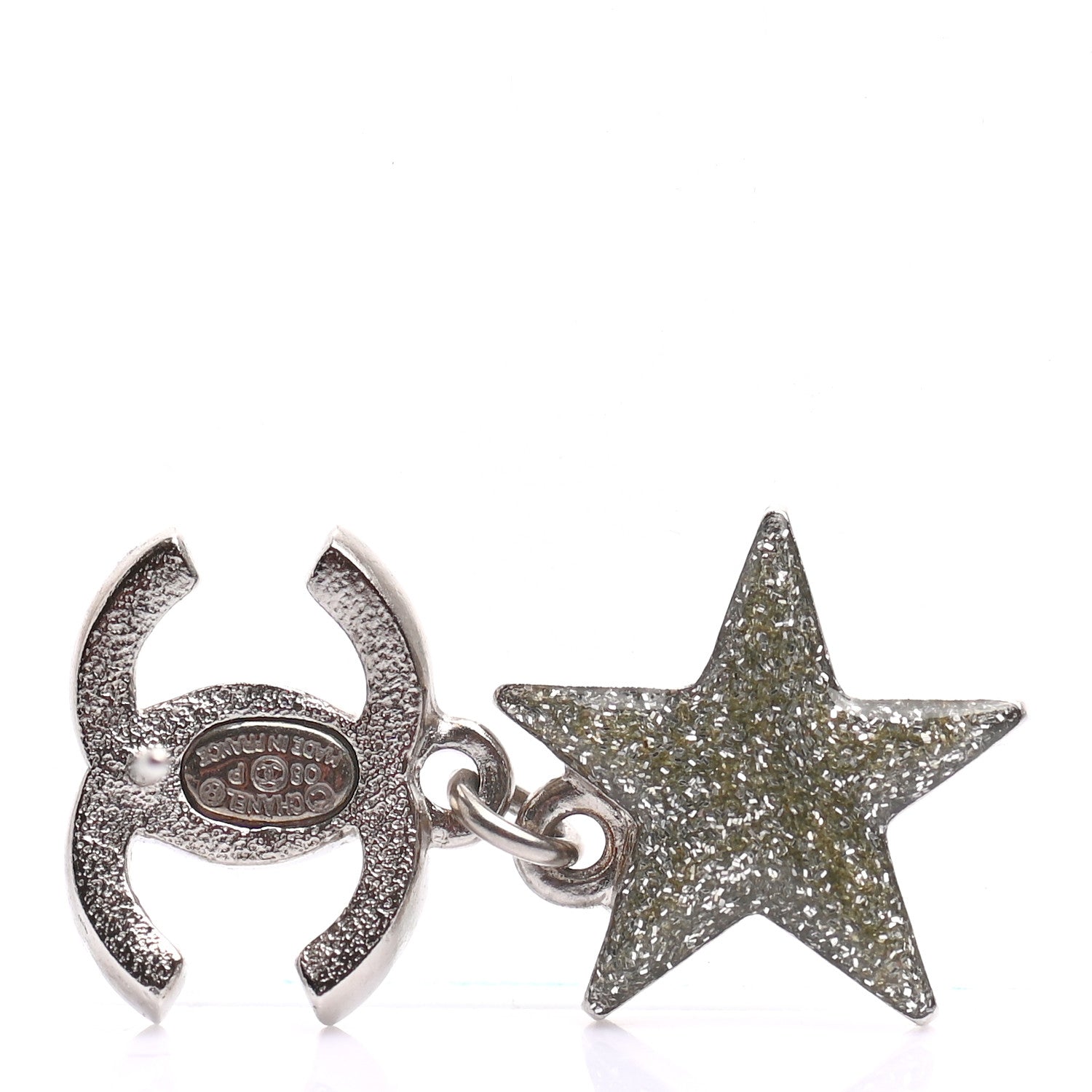Chanel Crystal CC Starfall Drop Earrings Silver 5 of 5
