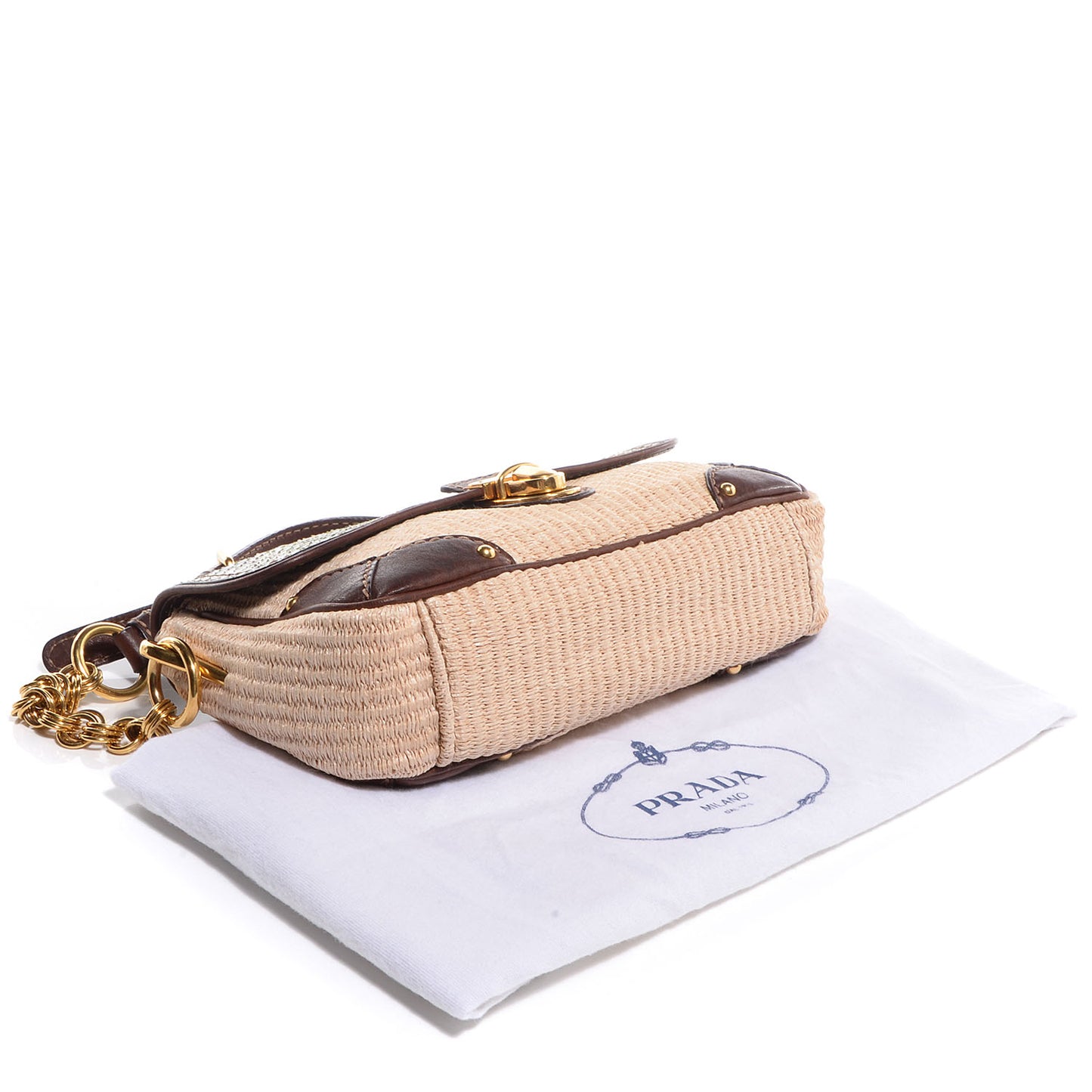 Python Calfskin Paglia Twist Shoulder Bag Natural Azzurro