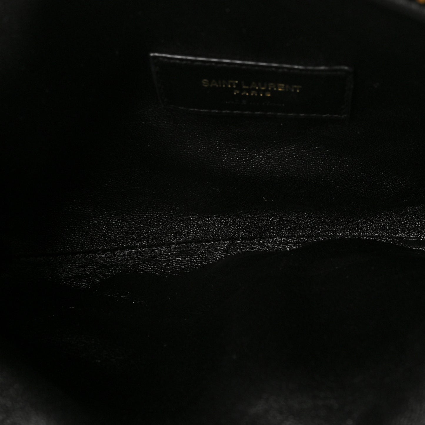 Lambskin Quilted Gaby Zipped Pouch Black