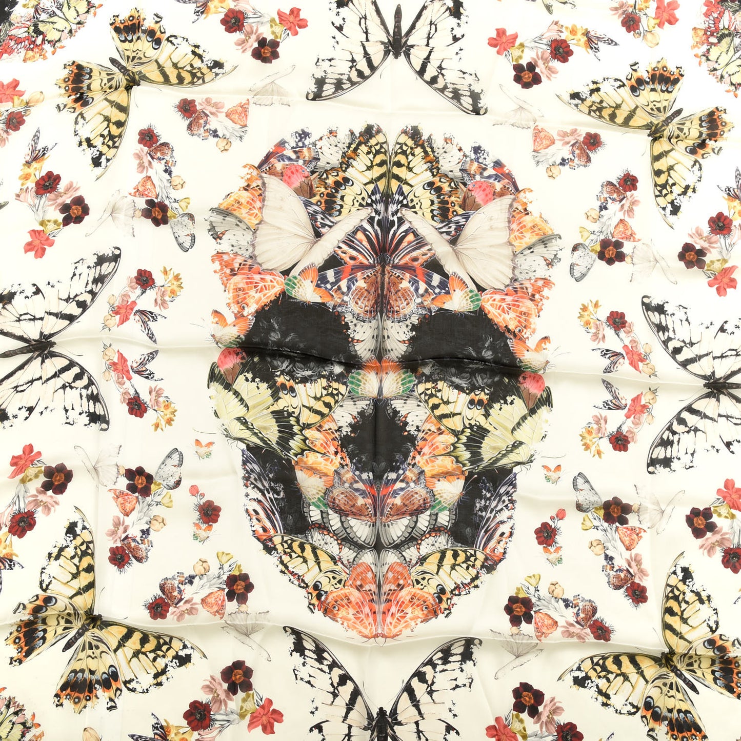 Silk Botanical Paisley Shawl Ivory