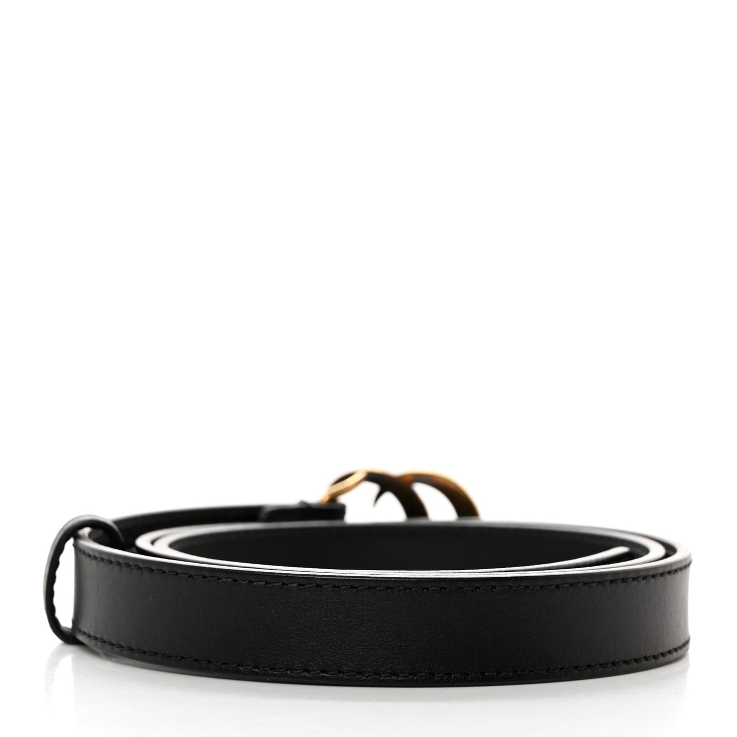 Calfskin Pearl Double G 20mm Belt 80 32 Black Cream