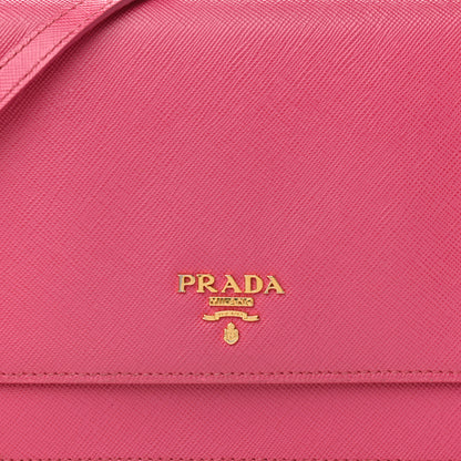 Prada Saffiano Metal Mini Crossbody Wallet Ibisco 8 of 10